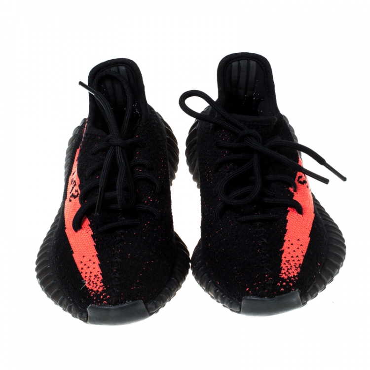 Pre Owned Yeezy x Adidas Black Cotton Knit Boost 350 V2 Sneakers Size 36.5