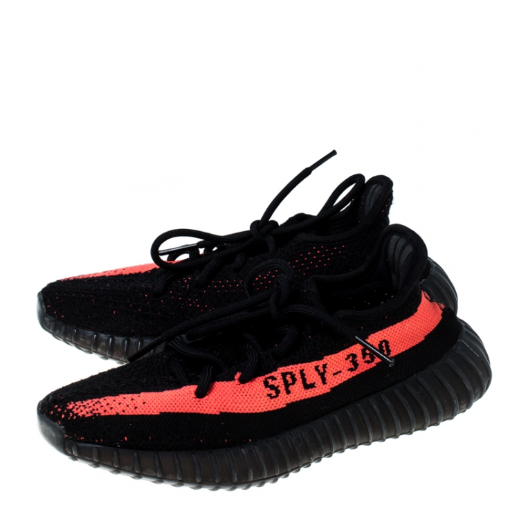 Pre Owned Yeezy x Adidas Black Cotton Knit Boost 350 V2 Sneakers Size 36.5