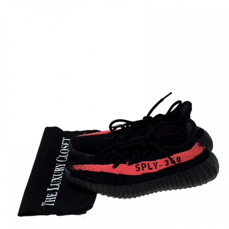 Pre Owned Yeezy x Adidas Black Cotton Knit Boost 350 V2 Sneakers Size 36.5