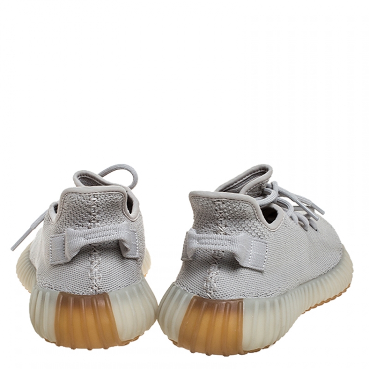 Pre Owned Yeezy x Adidas Grey Cotton Knit Boost 350 V2 Sneakers Size 43.5
