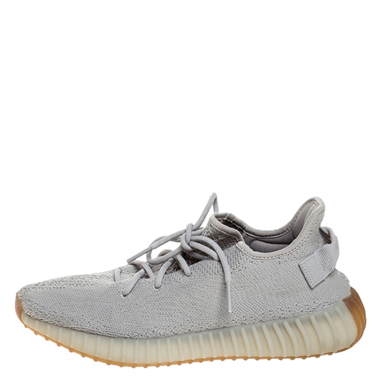 Pre Owned Yeezy x Adidas Grey Cotton Knit Boost 350 V2 Sneakers Size 43.5