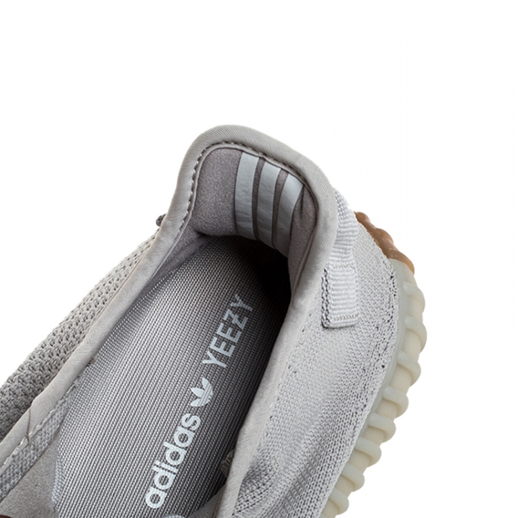 Pre Owned Yeezy x Adidas Grey Cotton Knit Boost 350 V2 Sneakers Size 43.5