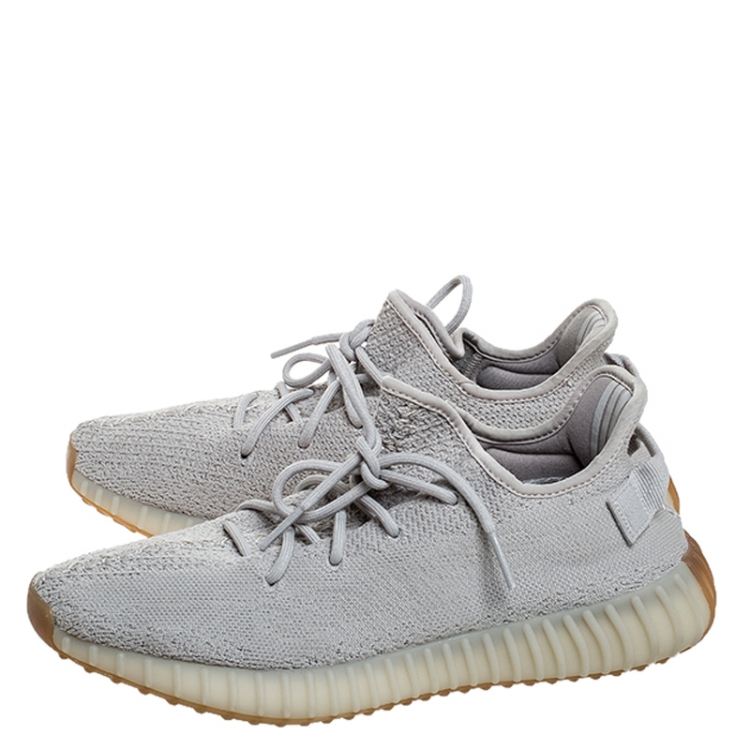 Pre Owned Yeezy x Adidas Grey Cotton Knit Boost 350 V2 Sneakers Size 43.5
