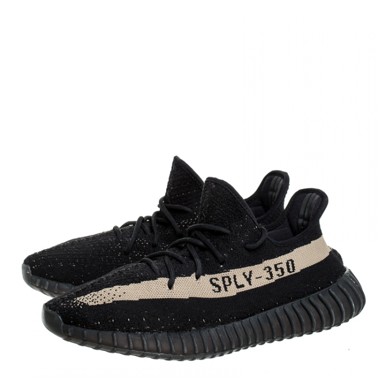Pre Owned Yeezy x Adidas Black Cotton Knit Boost 350 V2 Sneakers Size 43.5