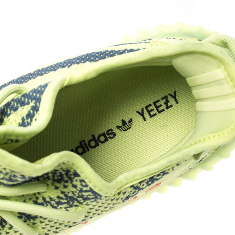Pre Owned Yeezy x Adidas Semi Frozen Yellow Cotton Knit Boost 350 V2 Sneakers Size 44