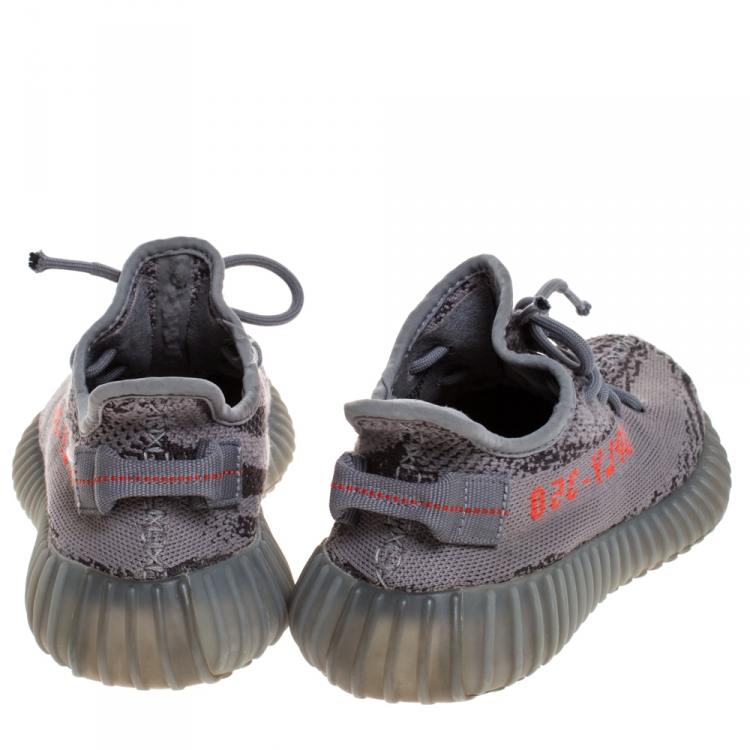 Pre Owned Yeezy x Adidas Grey Cotton Knit Boost 350 V2 Beluga Sneakers Size 38