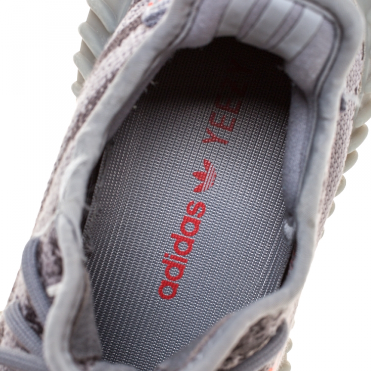 Pre Owned Yeezy x Adidas Grey Cotton Knit Boost 350 V2 Beluga Sneakers Size 38