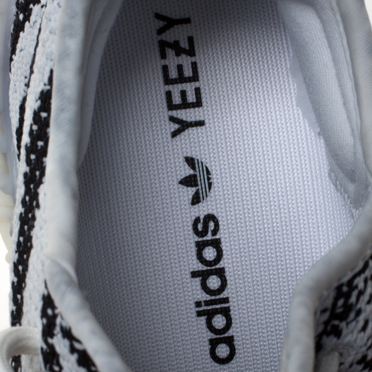 Pre Owned Yeezy x Adidas White/Black Cotton Knit Boost 350 V2 Zebra Sneakers Size 37.5