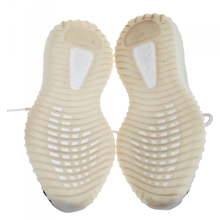 Pre Owned Yeezy x Adidas White/Black Cotton Knit Boost 350 V2 Zebra Sneakers Size 37.5