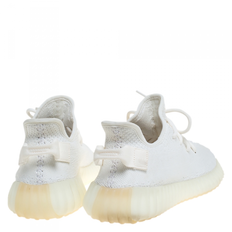 Pre Owned Yeezy x Adidas White Cotton Knit Boost 350 V2 Sneakers Size 38.5