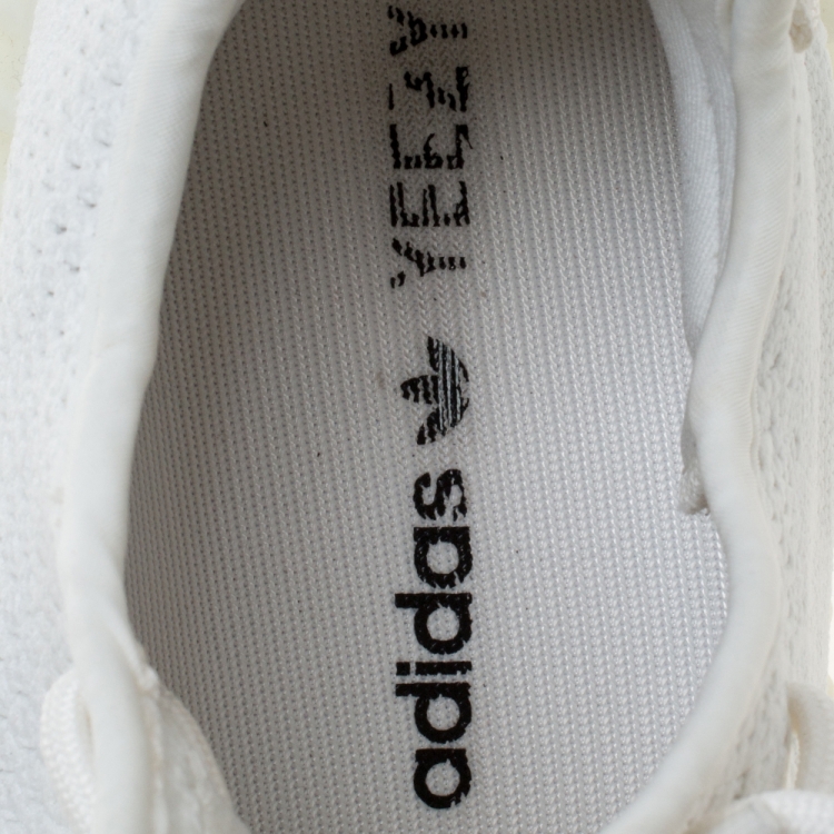 Pre Owned Yeezy x Adidas White Cotton Knit Boost 350 V2 Sneakers Size 38.5