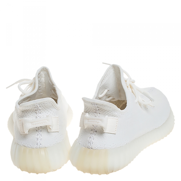 Pre Owned Yeezy x Adidas White Cotton Knit Boost 350 V2 Sneakers Size 41.5