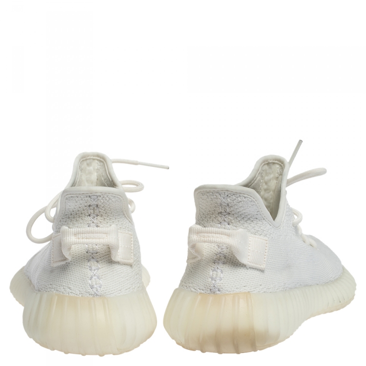 Pre Owned Yeezy x Adidas White Cotton Knit Boost 350 V2 Sneakers Size 41.5