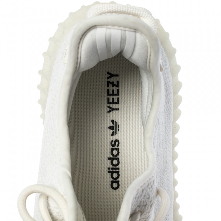 Pre Owned Yeezy x Adidas White Cotton Knit Boost 350 V2 Sneakers Size 41.5