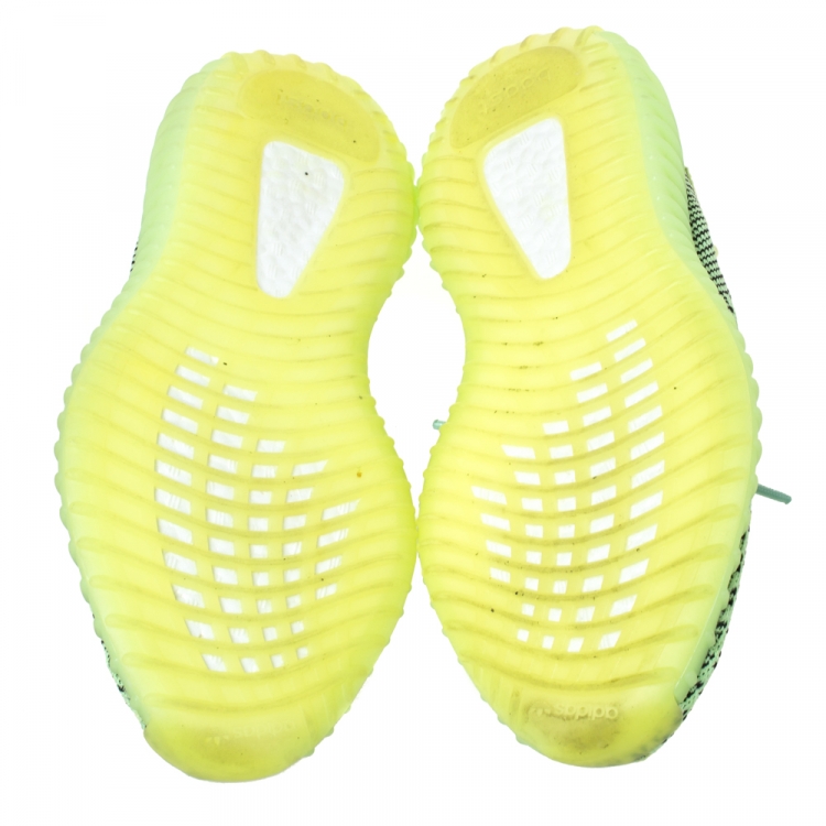 Pre Owned Yeezy x Adidas Yellow Cotton Knit Yeezreel Non-reflective Boost 350 V2 Sneakers Size 41.5