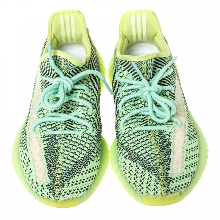 Pre Owned Yeezy x Adidas Yellow Cotton Knit Yeezreel Non-reflective Boost 350 V2 Sneakers Size 41.5