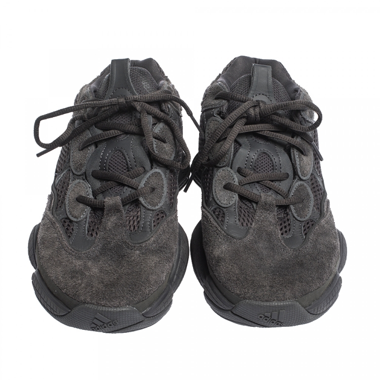 Pre Owned Yeezy x Adidas Grey Suede And Mesh Yeezy 500 Utility Sneakers Size 41.5