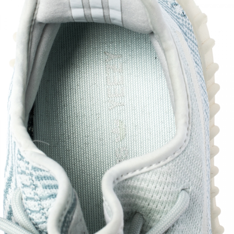 Pre Owned Yeezy x Adidas White/Green Cotton Knit Boost 350 V2 Sneakers Size 42.5