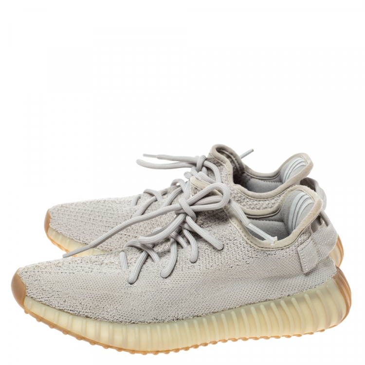 Pre Owned Yeezy x Adidas Off-white Cotton Knit Boost 350 V2 "Sesame" Sneakers Size 38