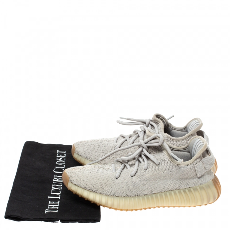 Pre Owned Yeezy x Adidas Off-white Cotton Knit Boost 350 V2 "Sesame" Sneakers Size 38