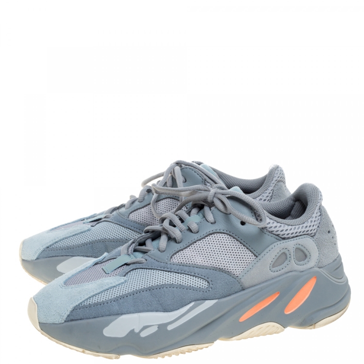 Pre Owned Yeezy x Adidas Grey Cotton Knit And Suede Boost 700 V2 Sneakers Size 41