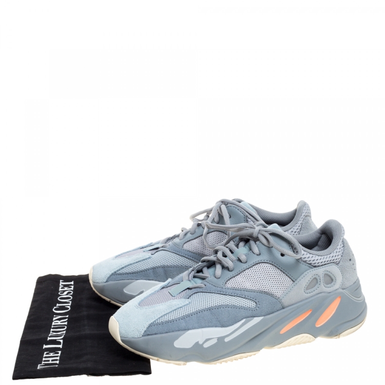 Pre Owned Yeezy x Adidas Grey Cotton Knit And Suede Boost 700 V2 Sneakers Size 41