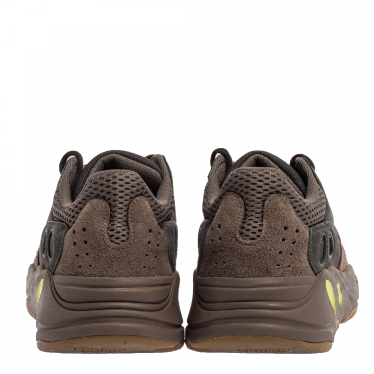 Pre Owned Yeezy x Adidas Grey Suede, Cotton Mesh and Leather Mauve Boost 700 Sneakers Size 44.5