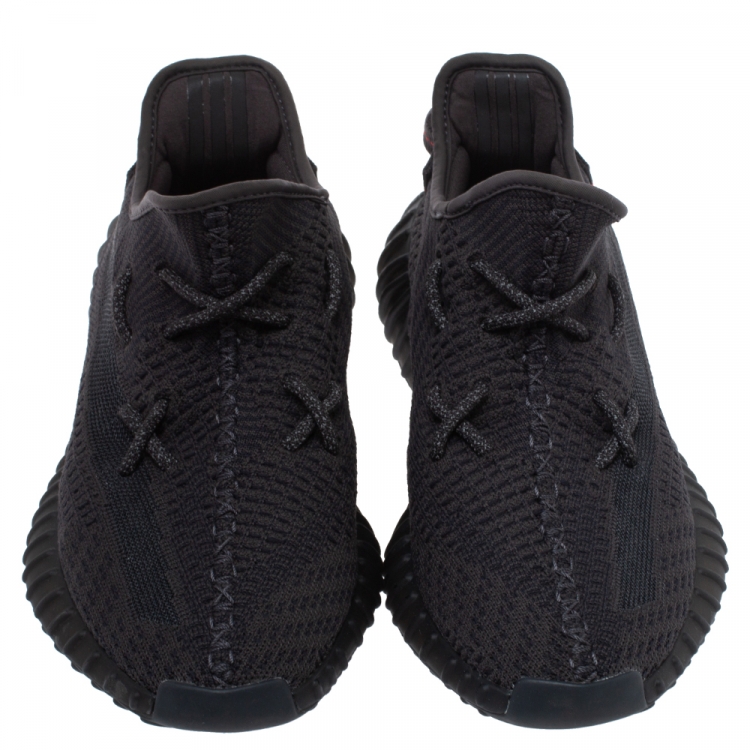 Pre Owned Yeezy x Adidas Black Cotton Knit Pirate Black Boost 350 Sneakers Size 42