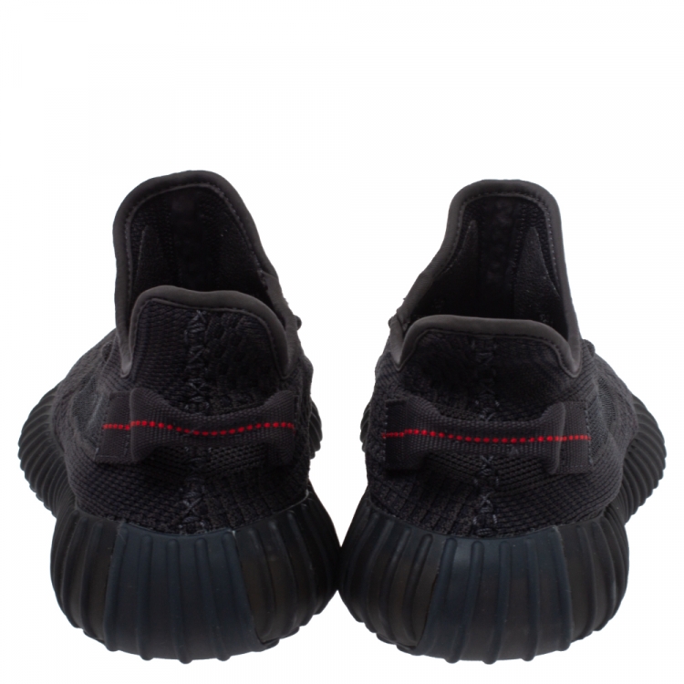 Pre Owned Yeezy x Adidas Black Cotton Knit Pirate Black Boost 350 Sneakers Size 42