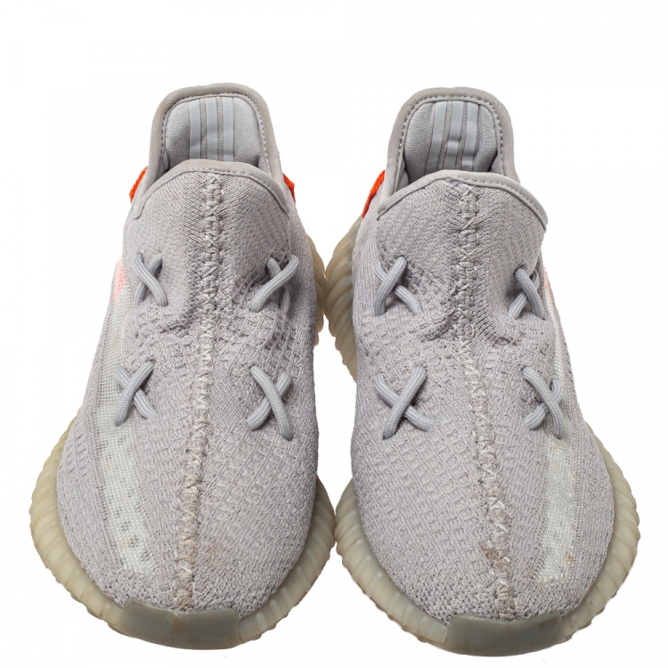 Pre Owned Yeezy x Adidas Grey Knit Fabric Boost 350 V2 Tail Light Sneakers Size 43 1/3