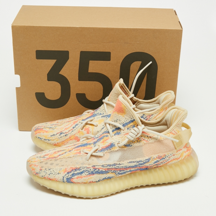 Pre Owned Yeezy Multicolor Knit Fabric Boost-350-v2-Mx-Oat Sneakers Size 45 1/3