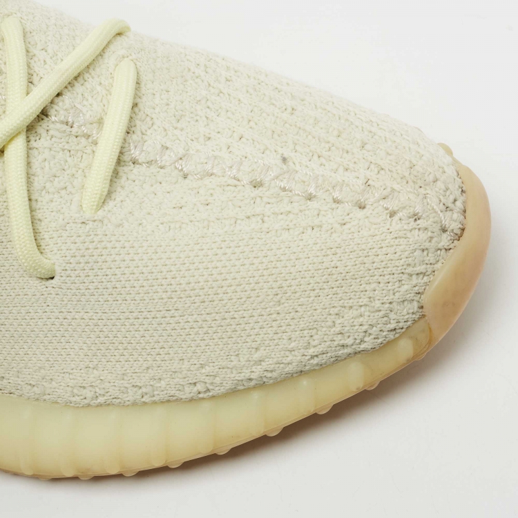 Pre Owned Yeezy x Adidas Green Knit Fabric Boost 350 V2 Butter Sneakers Size 44 2/3