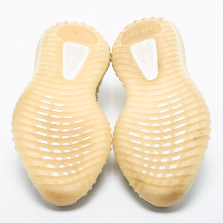 Pre Owned Yeezy x Adidas Off-White Knit Fabric Boost 350 V2 Light Low-Top Sneakers Size 38 2/3