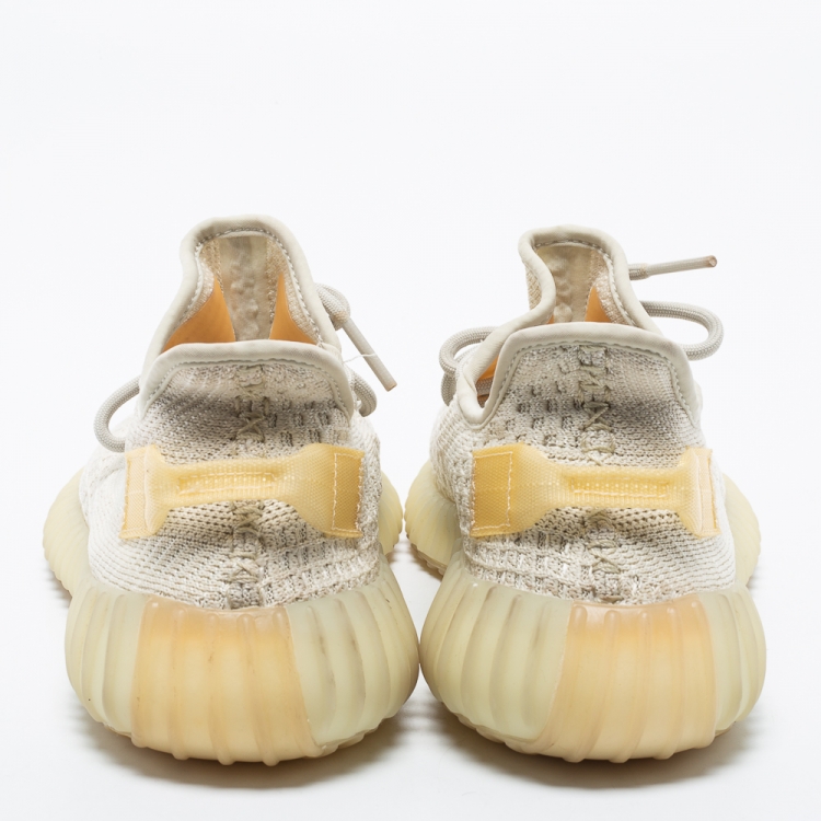 Pre Owned Yeezy x Adidas Off-White Knit Fabric Boost 350 V2 Light Low-Top Sneakers Size 38 2/3