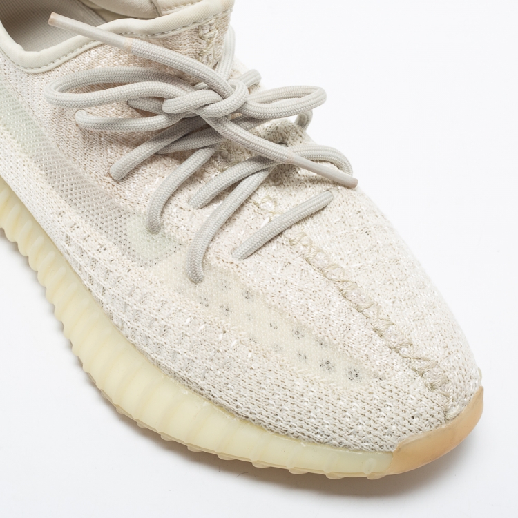Pre Owned Yeezy x Adidas Off-White Knit Fabric Boost 350 V2 Light Low-Top Sneakers Size 38 2/3