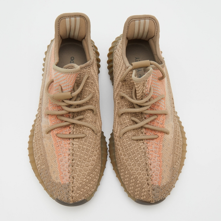Pre Owned Yeezy x Adidas Beige Knit Fabric Boost 350 V2 Sand Taupe Sneakers Size 41 1/3