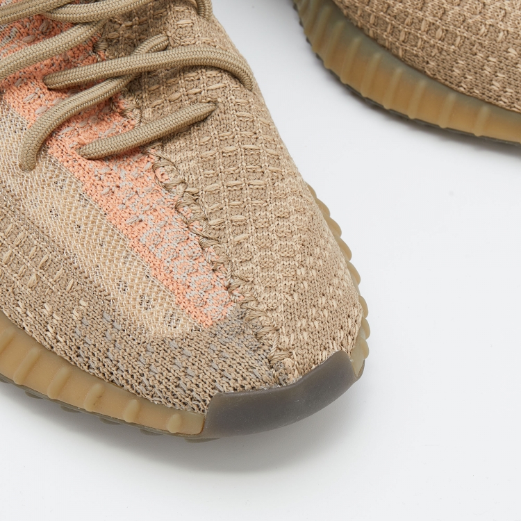 Pre Owned Yeezy x Adidas Beige Knit Fabric Boost 350 V2 Sand Taupe Sneakers Size 41 1/3