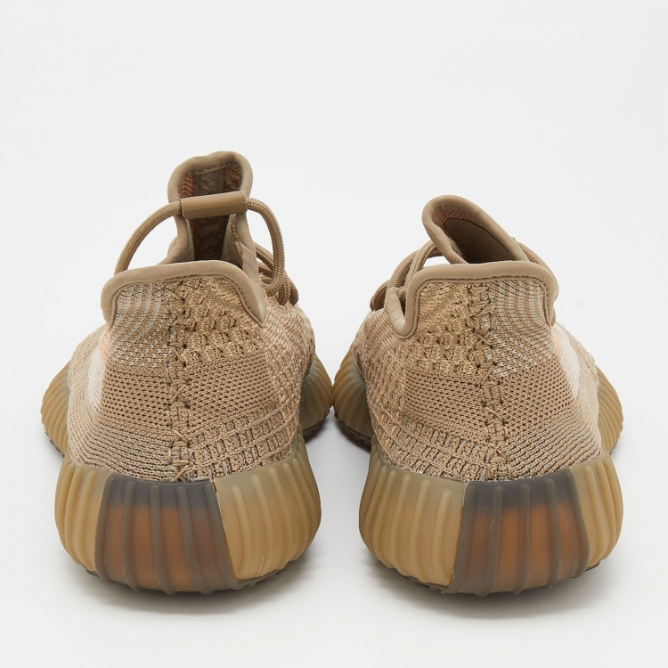 Pre Owned Yeezy x Adidas Beige Knit Fabric Boost 350 V2 Sand Taupe Sneakers Size 41 1/3