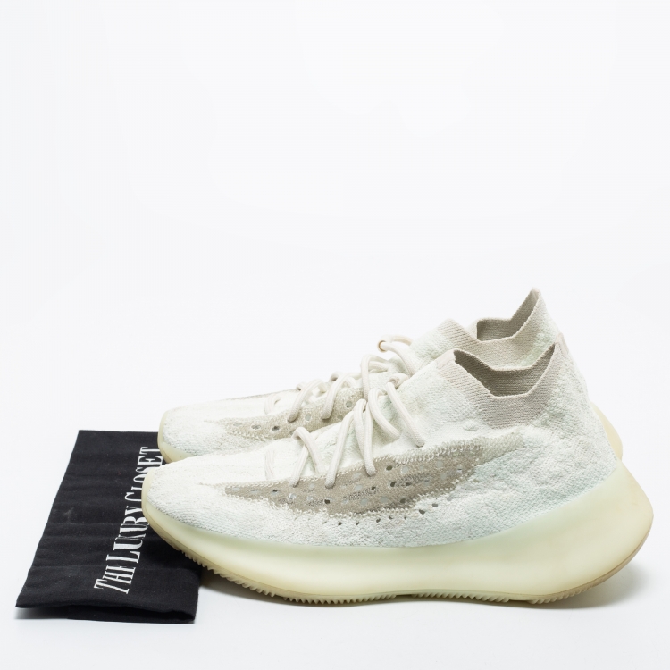 Pre Owned Yeezy x Adidas White Knit Fabric Boost 380 Calcite Glow Sneakers Size 43 1/3