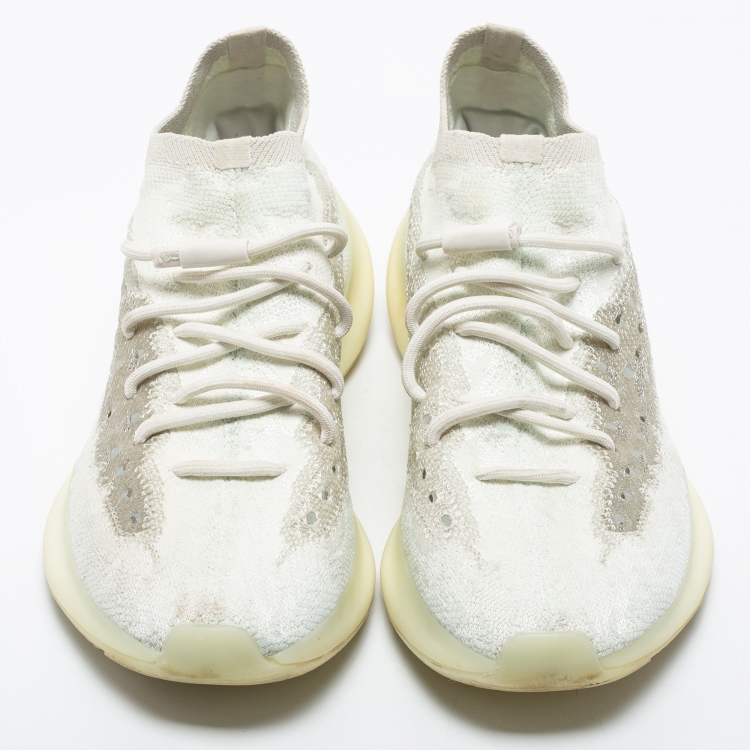 Pre Owned Yeezy x Adidas White Knit Fabric Boost 380 Calcite Glow Sneakers Size 43 1/3
