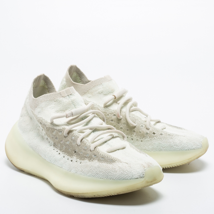 Pre Owned Yeezy x Adidas White Knit Fabric Boost 380 Calcite Glow Sneakers Size 43 1/3