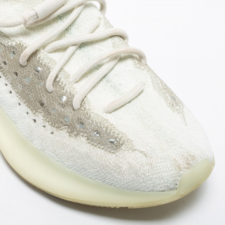 Pre Owned Yeezy x Adidas White Knit Fabric Boost 380 Calcite Glow Sneakers Size 43 1/3