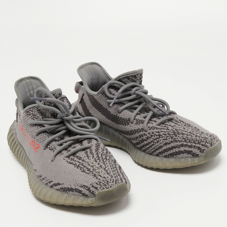 مملوكة مسبقًا Yeezy x Adidas Grey Knit Fabric Boost 350 V2 Beluga Sneakers Size 44 2/3