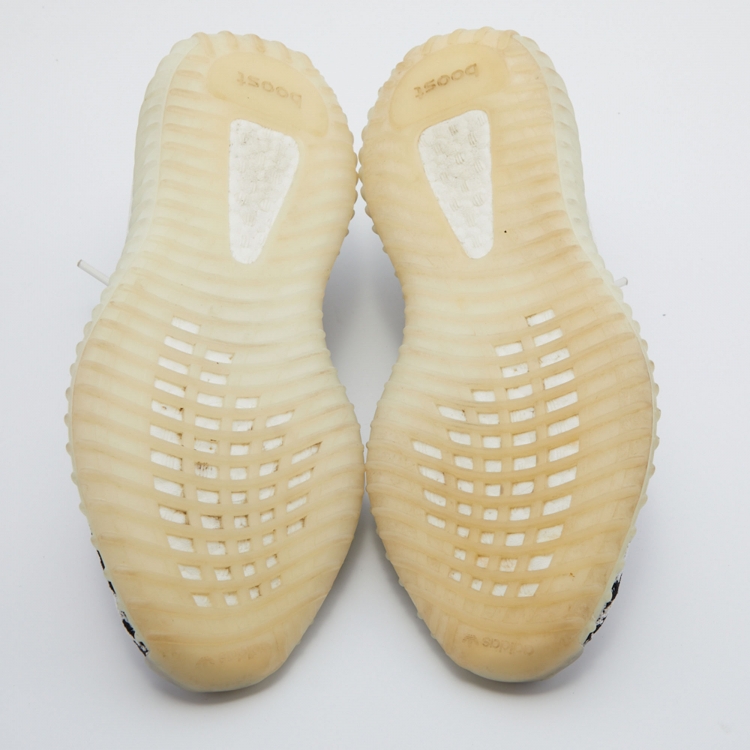 Pre Owned Yeezy x Adiddas White/Black Knit Fabric Boost 350 V2 Zebra Sneakers Size 41 1/3