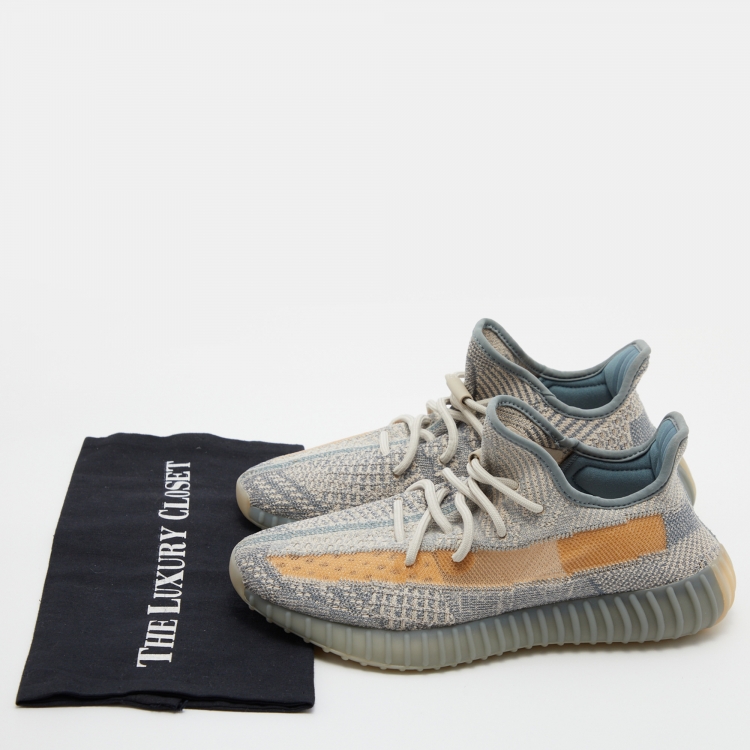 Pre Owned Yeezy x Adidas Blue/White Knit Fabric Boost 350 Israfil Sneakers Size 41 1/3