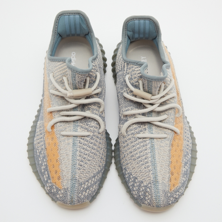 Pre Owned Yeezy x Adidas Blue/White Knit Fabric Boost 350 Israfil Sneakers Size 41 1/3