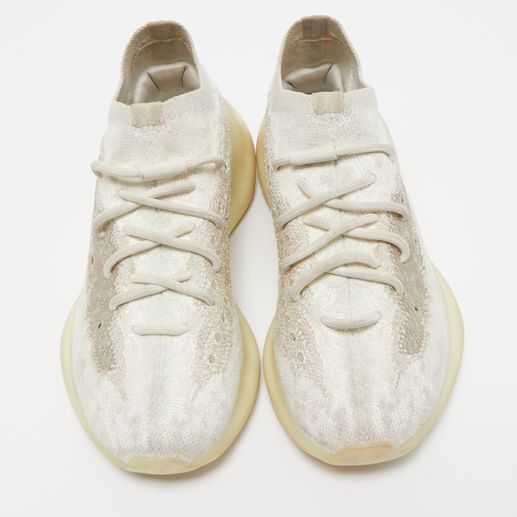 Pre Owned Yeezy x Adidas White/Beige Knit Fabric Boost 380 Calcite Glow Sneakers Size 40 2/3