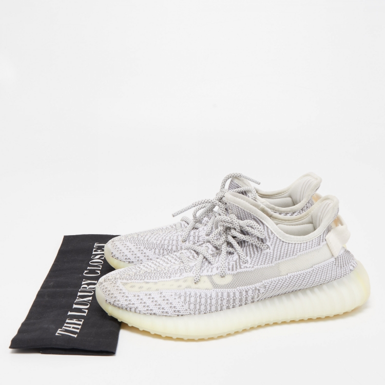 Pre Owned Yeezy x Adidas White/Grey Fabric Boost 350 V2 Citrin Sneakers Size 40 2/3