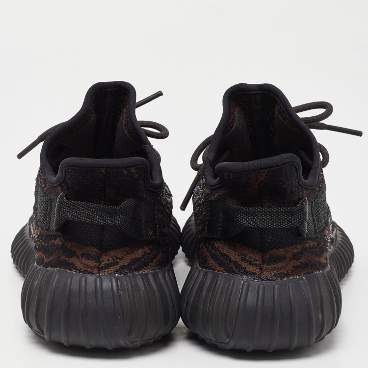Pre Owned Yeezy x Adidas Brown/Black Knit Fabric Boost 350 V2 Mx-Oat Sneakers Size 42.5