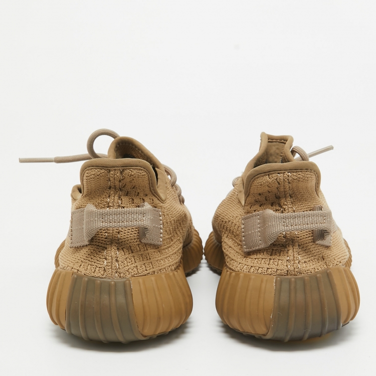Pre Owned Yeezy x Adidas Brown Knit Fabric Boost 350 V2 Earth Sneakers Size 38 2/3